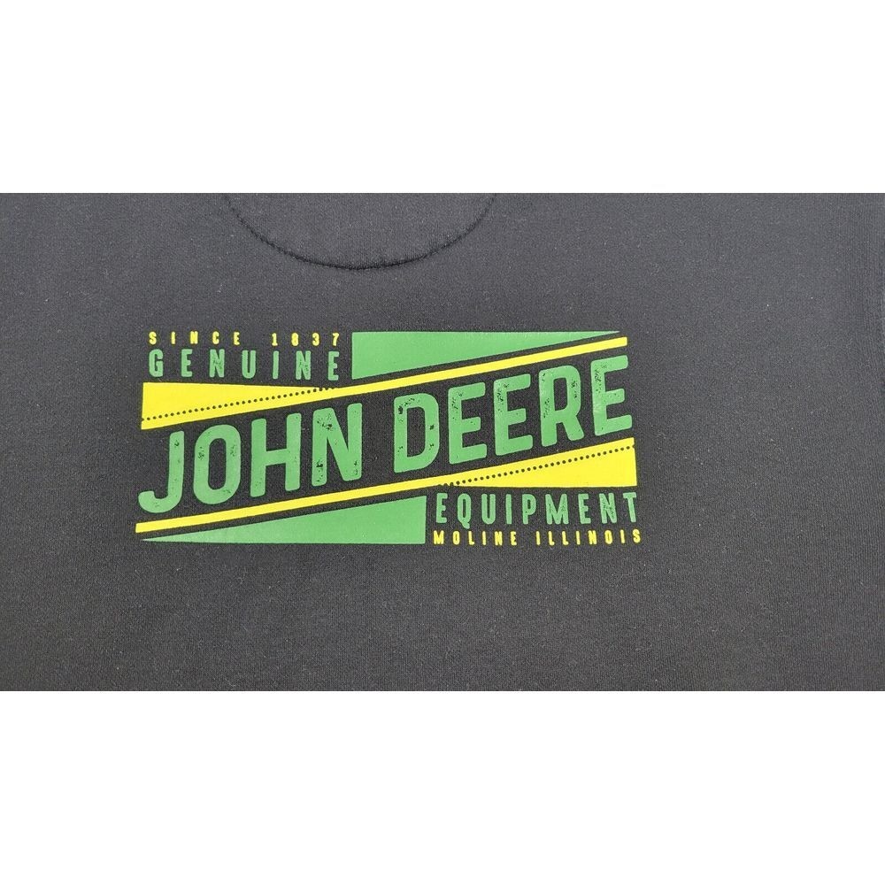 John Deere Equipment Black Hoodie Sweatshirt Mens XL Genuine Classic Logo Fleece